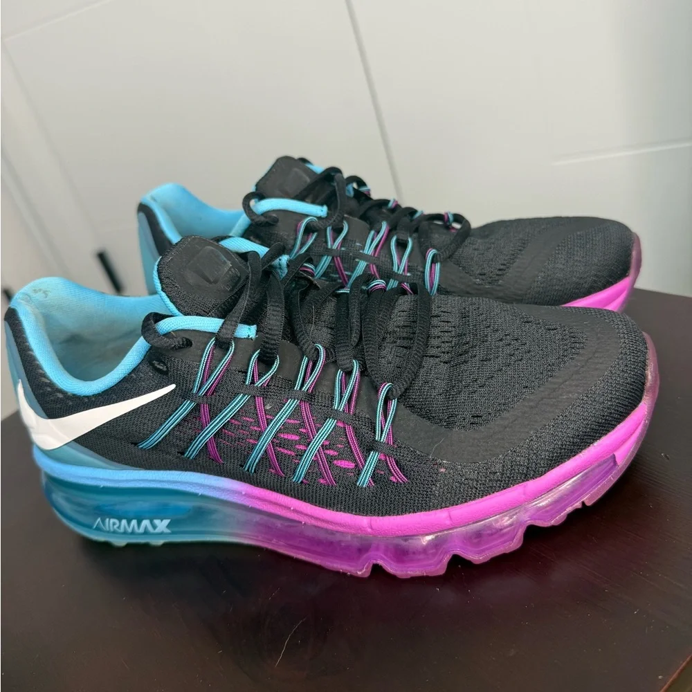 Ladies Nike Air Max Black with Pink and Blue Accents - Picture 1 of 8